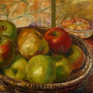Apples - oil on museum series gesso bord, 9 x 12 inches, ©2014