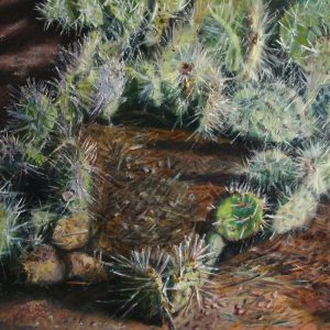 Cactus - oil on Ampersand museum series gesso bord, 9 x 12inches, ©2015