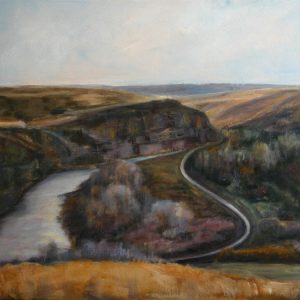 Yakima River Canyon - oil on Ampersand museum series gesso bord, 9 x 12 inches, ©2015