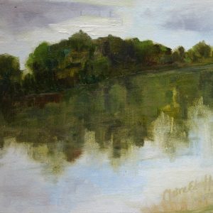 Summer Evening Pond - oil on canvas gator bord; 8 x 10 inches; ©2009